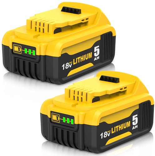 Zwei Stücke Exemoro 18V 5.0Ah Li-ion Ersatzakku Werkzeug Akku für Dewalt Akku 18V DCB184 DCB200 DCB182 DCB180 DCB181 DCB182 DCB201 mit LED-Anzeige Elektrowerkzeuge