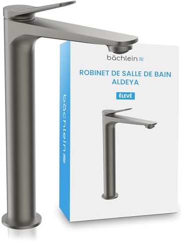 Bächlein Aldeya - Robinet de salle de bain haut au design moderne, mitigeur monocommande extra haut pour lavabo avec kit de montage, robinet de salle de bain, couleur: anthracite