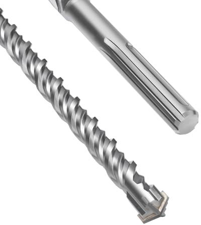 Punta SDS Max a doppia elica, con 4 taglienti in carburo di tungsteno, per trapano a percussione, ideale per calcestruzzo, pietra e pietra naturale, 25 x 260 mm