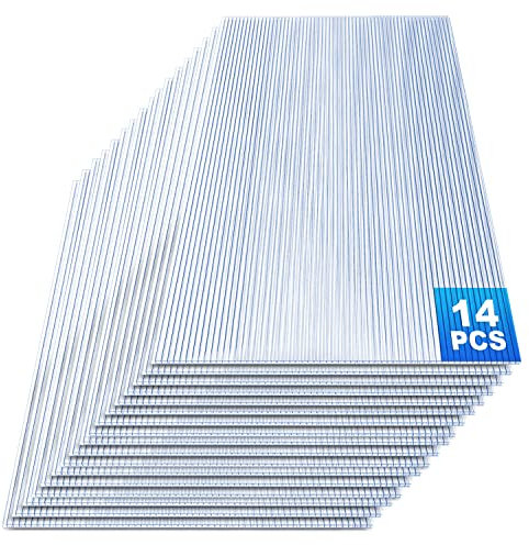 Hebitod 14 pannelli a camera cava in policarbonato da 4 mm, piastra doppia per serra (60,5 x 121 cm), piastra per serra da 10,25 m², resistente ai raggi UV, per serre, giardini, serre, piastre di