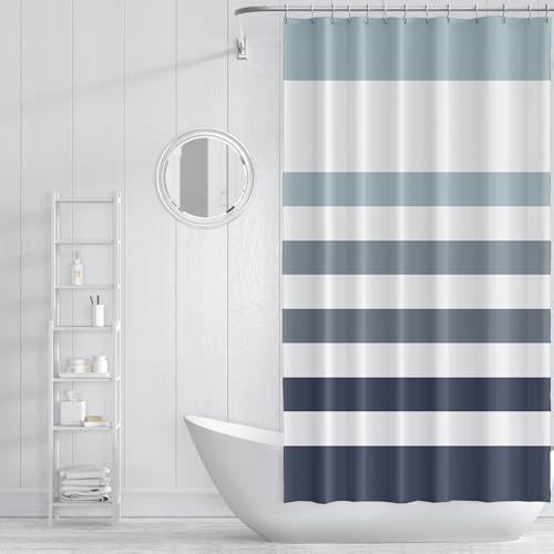 IM® Cortina de Ducha de Poliéster 180An x200Al cm, con 12 Anillas PEVA - Certificado Oeko-Tex® Standard 100 -Cortinas de Baño Tela Lavable, Impermeable, Secado Rápido, Ideal para Bañera y Ducha