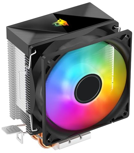 Jungle Leopard K200 2 Heat Pipes Colourful LED CPU Cooler, 3PIN 1900RPM 33CFM 9 cm Fan, for LGA115X/1200/17XX/1366, for FM1/FM2/AM2/AM3/AM4/AM5 (BK)