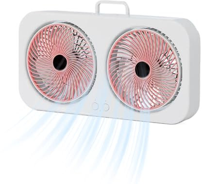 Tewzafiya Ventilateur Compact,Ventilateur Double Flux Personnel Rechargeable USB - Ventilateur Silencieux Accrochable pour Chambre Camping Tente Plage Dortoir Salle de Sport