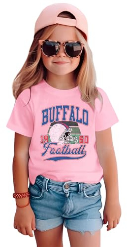 GLIGLITTR Toddler Football Shirt for Boys Girl American Football Tshirt Team Sports Fans Lover Outfits Kids Game Day Tee Tops(Pink,2-3T)