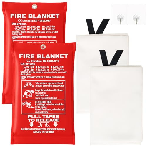 Löschdecke Küche,Feuerlöschdecke Löschdecke,1m x 1m,Feuerdecke Fettbrände