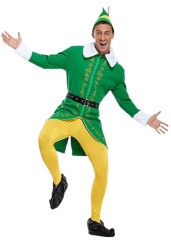 Adult Santa Helper Costume, Santa Helper Costume For Men, Christmas Cosplay Set With Hat Boots, Breathable Fabric Outfit For Party Themed-Event