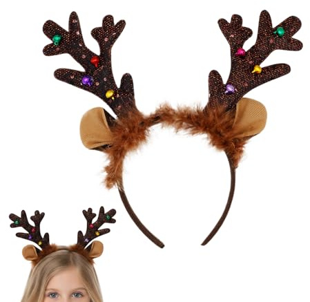 Xijobido Weihnachts Stirnband - Festliche Accessoires Haarband - Stirnbänder Für Die Gesichtswäsche Mit Rentiergeweih,für Hochzeit Party Treffen Abendessen Reisen Camping Picknick BBQ Garten Bühne