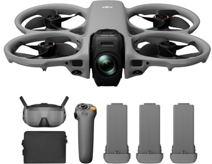 DJI Avata 360 Combo Motion Fly More, drone a 360° con imaging 8K a 360° da 1 pollice, drone con fotocamera a 360° con paraelica. Include Goggles N3 e RC Motion 3 per controllo di movimento intuitivo.
