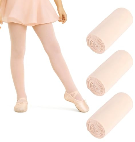 3Pairs Girls Ballet Tights, Ultra Soft 80 Denier Opaque Skin Colour Tights Kids Age 3-12, Footed Children's Ballet Tights for Dance School Everyday (UK, Age, 3 Years, 5 Years, Girls, Skin Colour)