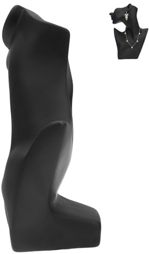 VOSAREA Portagioielli Manichino Busto Espositivo per Collane in Plastica Nera, Porta Collana per Esposizione Gioielli e Accessorio Fotografico per Boutique e Negozi