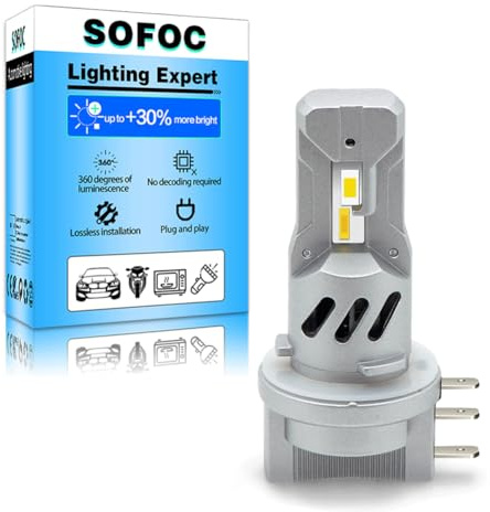 SOFOC H15 LED Strålkastare DRL Dimljus 7000LM 500% Ljusare Vit+Gul Växlingsbar med kylfläkt Canbus Ready 64176 PGJ23T-1 DC 12V 24V 1 st