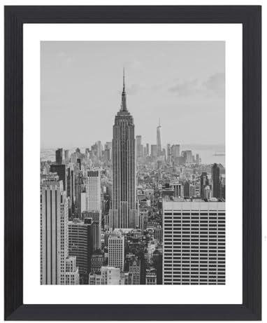 Pack 1 Black Picture Frame 8 x 10 - Ribbed Textured Photo Frame Real Glass Front - Family Photos Wall Hanging Art Display - Portrait Landscape Freestanding Tabletop Frame