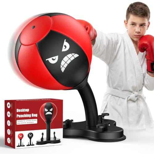 Desktop Punching Bag, Speed Ball for Stress Relief & Reflex Training, Boxing Bag with Super Strong Spring Flexibility & Strong Suction Cup for Office Desk, Home Gym, for Kids