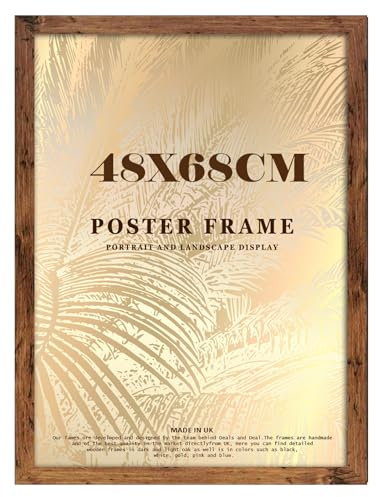 DEALS ON DEAL Flat Modern Rustic Hand Crafted | Large 68x48 cm Poster Picture Frame 48x68 cm Photo Frame | Solid Wood Frames Jigsaw Puzzle Artwork Frames For Home and Office