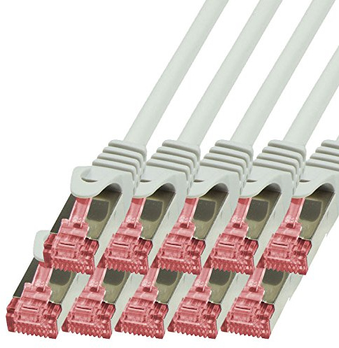 BIGtec Lan Kabel 10 Stück 10m Netzwerkkabel Ethernet Internet Patchkabel CAT.6 grau Gigabit SFTP doppelt geschirmt für Netzwerke Modem Router Switch 2 x RJ45 kompatibel zu CAT.5 CAT.6a CAT.7 Stecker