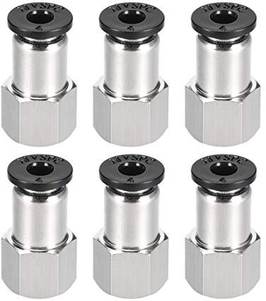 sourcing map Pression Connexion Tube Raccord Adaptateur 4mm Tube Diamètre Externe X 1/8 PT Femelle Droit Pneumatique Connexion Connect Tuyau Raccord 6pcs