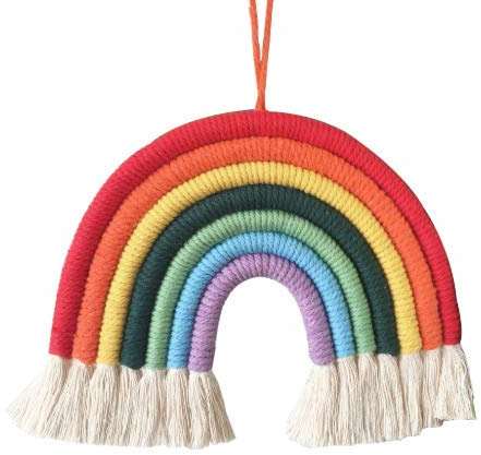 GOODCHANCEUK Regnbåge makramé väggdekoration, boho-stil, för barnrum, barnrum
