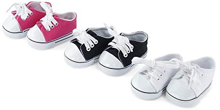 Emily Rose 14 Inch Doll Clothes Accessories | 14 Doll Shoes Value Pack 3 Pack Canvas Sneakers Gift Set | ONLY Compatible with Wellie Wishers and Glitter Girls Dolls