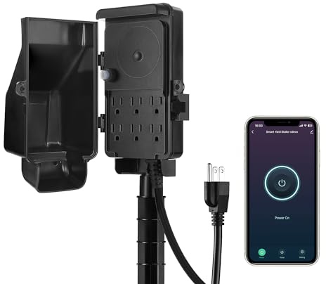 DEWENWILS WiFi Smart Yard Stake Plug with 6 Outlets, Voice Control, Waterproof Power Stake Timer with 6Ft Cord, Alexa&Google Assistant Compatible, 1875W/15A, for Outdoor Decoration Lights