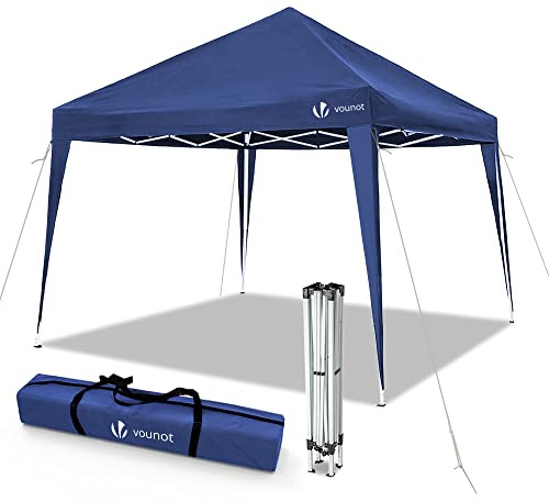 VOUNOT® Gazebo 3x3m Pieghevole, Gazebo da Giardino Tenda Padiglione Pop up con 4 Sacchi di Sabbia di Peso e Sacca di Trasporto, Blu