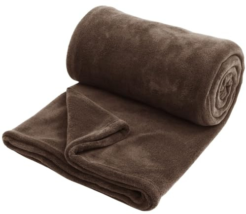 Hafaa Fleece Blanket King Size for Bed Fluffy Throws for Sofas Couch - 400 GSM Soft Cosy Extra Large Warm Throw Blankets for Adults, Brown, 270x230cm