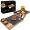 LIKAYA® Servierbrett XXL 2er-Set 'Domingo' – FSC® Akazienholz & Schieferplatte mit Saucenschüsseln | Perfekt als Grillbrett, Steakbrett & Geschenk für Burger, Steak & Sushi
