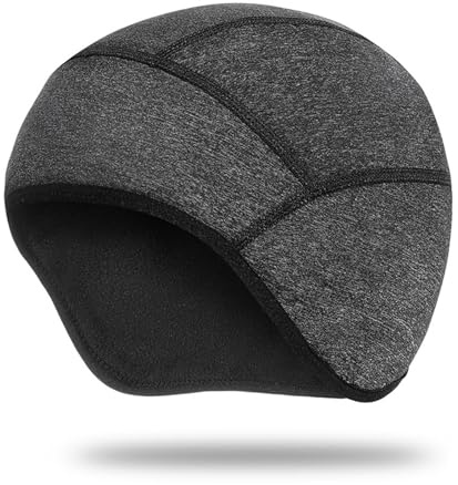 MUNSKT Winter Skull Head Chapeau Léger, Casque de Vélo sous Le Casque pour Les Hommes et Les Femmes, Casque de Moto Doublé Casque de Vélo avec Ski Earguard, Coupe Vent Laine Chapeau