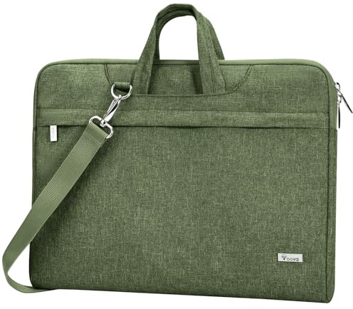 Voova Laptop Bag 17 17.3 inch, Waterproof Laptop Case Sleeve with Shoulder Strap, Large Slim Computer Cover Briefcase for 17-18 Inch MacBook HP Lenovo Acer Asus Dell Laptop, Army green