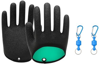 Ruvan 1 Par Guantes De Pesca Impermeables, Guantes Impermeables Para Pesca Y Caza, Resistentes A Cortes Y Pinchazos, Con 2 Cierres Magnéticos, Para Manipular Lucio, Siluro Y Lucioperca Con Seguridad