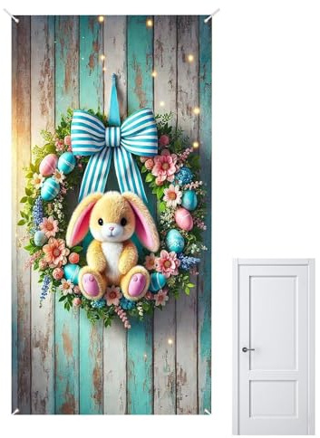 Banderolas De Pascua - Fondo Impermeable de Conejito 90x180 cm - Carteles Divertidos para Porche y Suministros para - Para Interior Exterior Celebración de Vacaciones