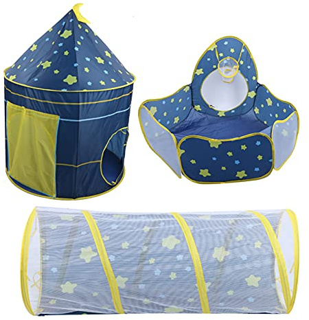 Vroomoto Tienda para Niños, Piscina de Bolas, Túnel para Gatear, Cielo Estrellado, 3 en 1, Tienda de Campaña Bebés y Niños, Casa Aventuras