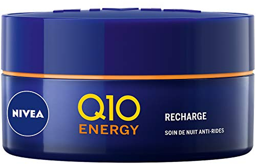 NIVEA Soin de Nuit Q10+C Energy Pot (1 x 50 ml), Crème de nuit enrichie en Q10 et Vitamines, Soin anti-âge pour une peau raffermie et visiblement plus jeune