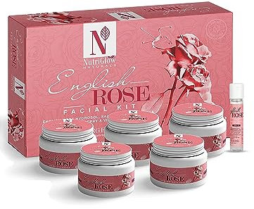 NUTRIGLOW Natural's English Rose Hydrosol Facial Kit - Natural 100% Organic, Anti-Aging, Skin Care Set For Massage and Skin Rejuvenation - Soothes Skin (8.5 OZ + 0.3 FlOz) 250gm + 10ml