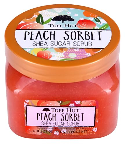 Tree Hut Peach Sorbet Shea Sugar Scrub, 450 ml, Ultra Hydrating and Exfoliating Scrub for Nourishing Essential Body Care