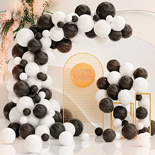 Black and White Balloon Arch Kit SKYIOL 120 Pieces Balloon Garland Set Different Sizes Matte Black White Latex Balloons for Adults Birthday Wedding Anniversary New Year’s Eve Party Decorations