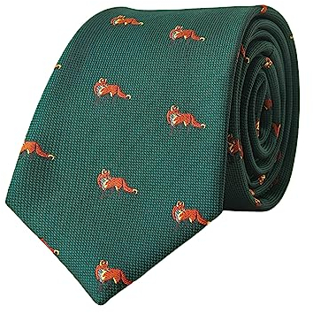 WANYING Grün 8cm Krawatte Binder Schlips Herrenmode Jacquard Gewebte Standard Krawatte Business Casual Formell Hochzeit Party Retro - mit Fuchs Pattern