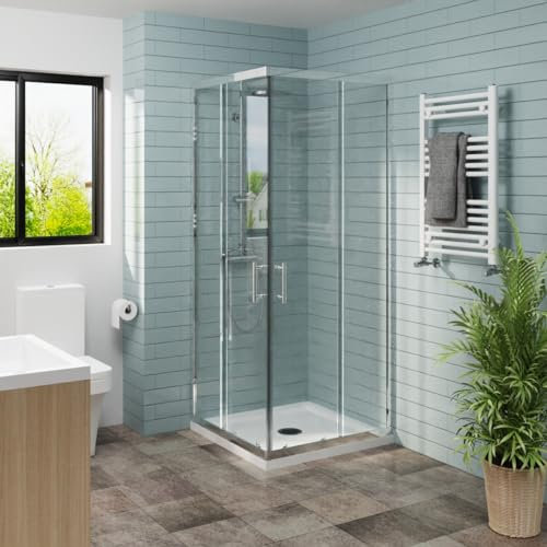 NRG 700 x 700mm Square Corner Entry Shower Enclosure with Double Sliding Doors for Bathroom Enclosure Cubicle