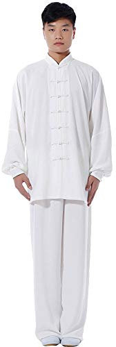 Rubruan Tai Chi Unisex Trainingsanzug – Traditionelle Chinesische Kampfkunst Kung Fu Qi Gong Wing Chun Wushu Frühling Sommer Training Uniform Langarm Anzug für Damen Herren Senioren Anfänger