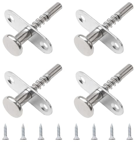 UFURMATE Lot de 4 loquets à piston en fer à ressort pour écran de fenêtre, tête de 16 mm de diamètre, longueur totale de 54,4 mm, pour petit lit, cages à pigeons