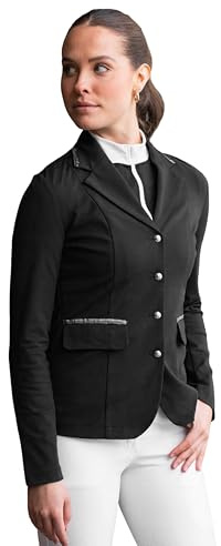 HORZE Nova Equestrian Show Jacket Women, Dressage Coat, Black/Dark Navy