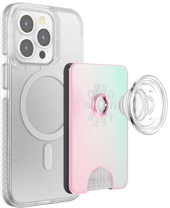 PopSockets Phone Wallet for MagSafe with Grip- Mermaid Pink