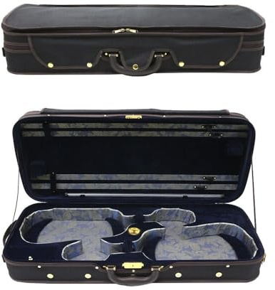 YoungMonic Violin Case Double Violin Case Hold 4 Bows Nylon Lightweight Portable Violin Bag Durable Light Carry Strong Violin Box