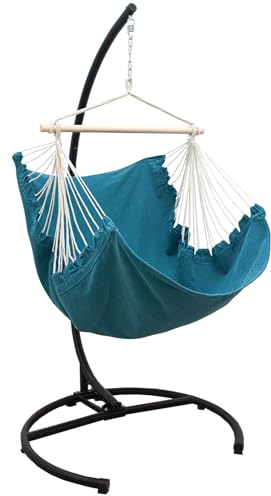 AMANKA Hängesessel mit Gestell Outdoor - 210cm Ständer mit XL Relaxsessel - Gartenschaukel für Erwachsene - Gartensessel Balkonmöbel Schaukelstuhl Swing Chair Garten-Hängesessel Balkon Schaukelsessel