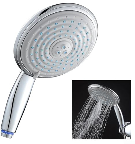 Grand pommeau de douche à main, buse de douche cinq fonctions, pommeau de douche de 15 cm de diamètre, pommeau de douche à effet pluie de qualité supérieure, buse de douche boostée