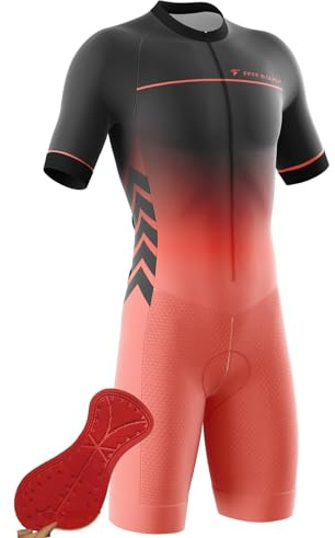 Triatlon Tri Suit - Summer Cycling Skinsuit Triatlón for Hombres, Pro Manga Corta Traje de Ciclismo,Triathlon Speedsuit Trisuit de Manga Corta Speedsuit