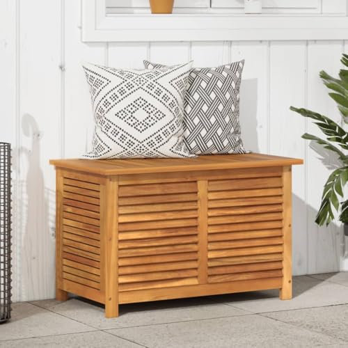 Gecheer Scatola di immagazzinaggio da giardino persiane 90 x 50 x 56 cm in legno Acacia, per esterni organizzatore di attrezzi da giardino, cassapanca per cuscini per balcone, piscina, terrazza