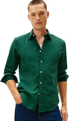 Tommy Hilfiger Chemise Homme Flex Poplin Micro Gingham Regular Fit, Vert (Ornamental Green/Check), XL