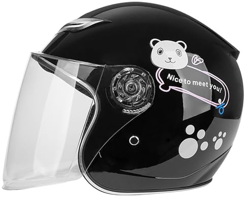 Casco De Moto Abierto, Casco Infantil para Ciclismo, Monopatín, Scooter, Casco De Scooter con Certificación ECE con Visera, Casco De Media Cara para Niños Y Niñas De 4 A 12 Años. A,(50-56CM)