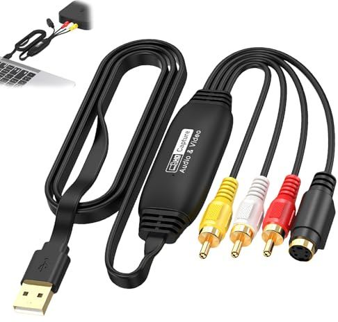 BAIFULAI Video Grabber: digitale VHS Converte VHS, Mini DV, Hi8, DVD e videoregistratori a digitale, videocassette digitalizzate per WIN7/8.1/10/11, Mac OS, Linux, Android Etc