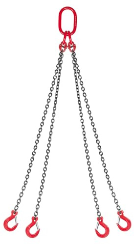 VEVOR Kettengehänge, 6,3 mm x 1,5 m Anschlagkette mit 4-Haken, Hochleistungs-Krankette aus G80-Stahllegierung, 2993 kg, Verstellbarer Motorkettenzug für Ladungssicherung und Abschleppen